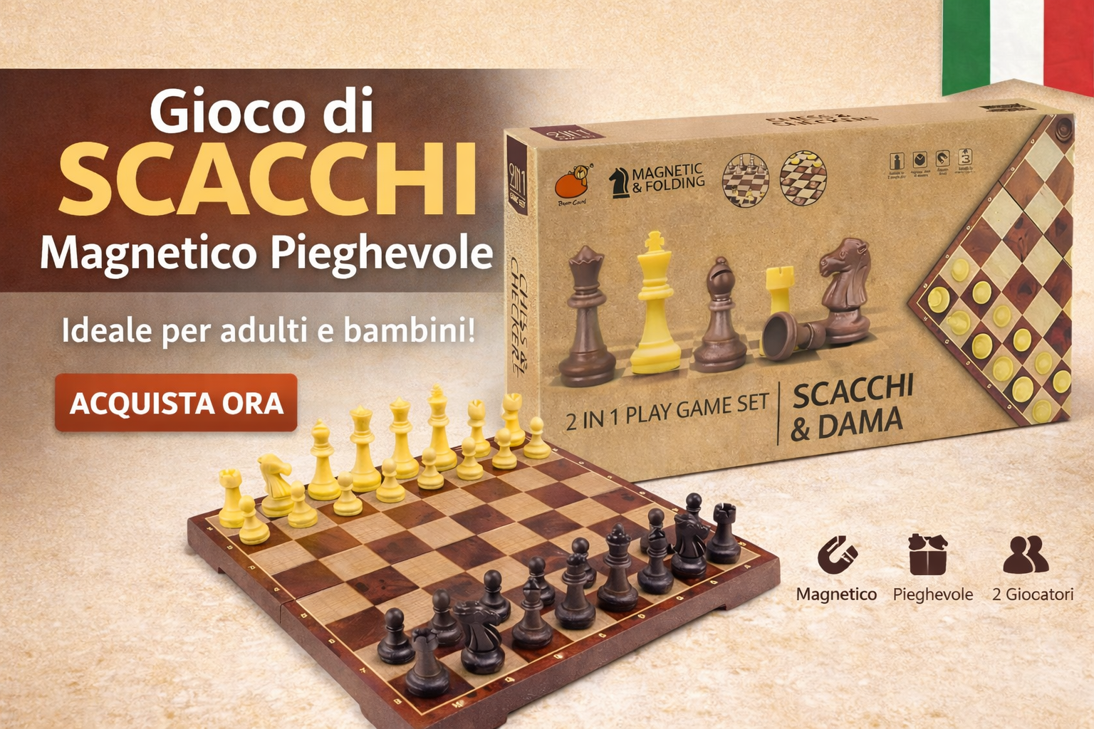Set Scacchi Magnetico Pieghevole